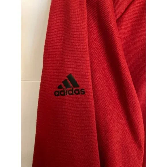 Adidas Long Sleeve Shirt Mens M 1/4 Zip‎ Honda Classic Waffle Golf Deep Red - Picture 4 of 9